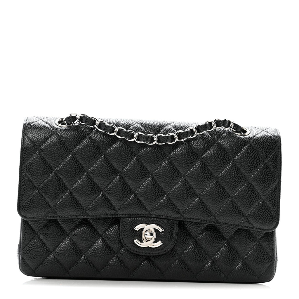 Caviar Quilted Medium Double Flap Black wholesalehk.shop