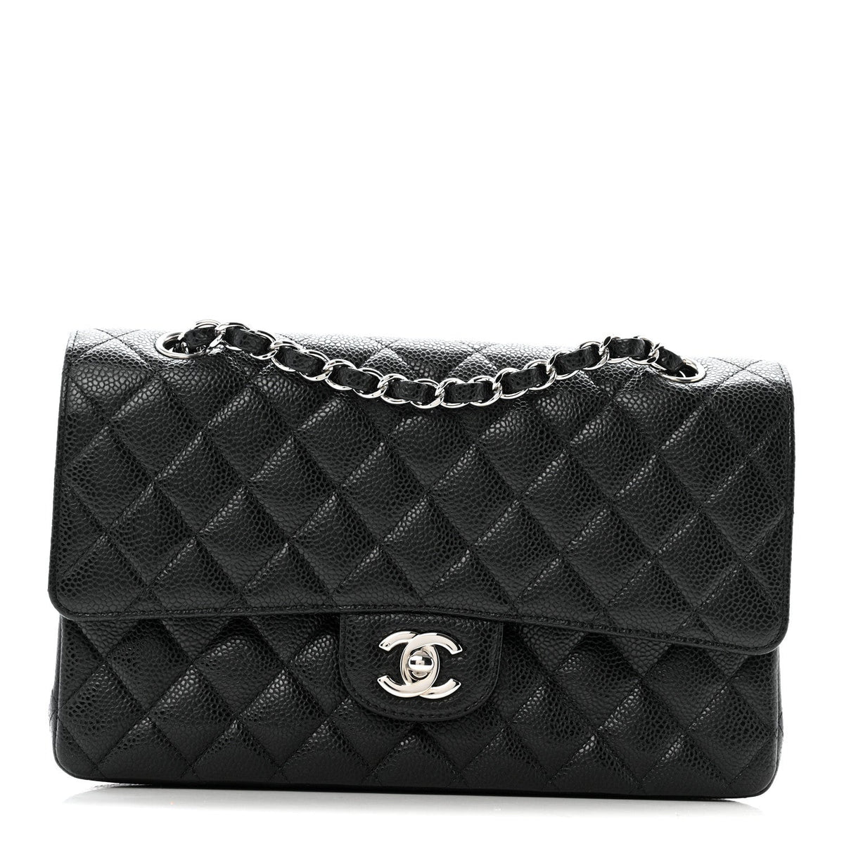 Caviar Quilted Medium Double Flap Black wholesalehk.shop