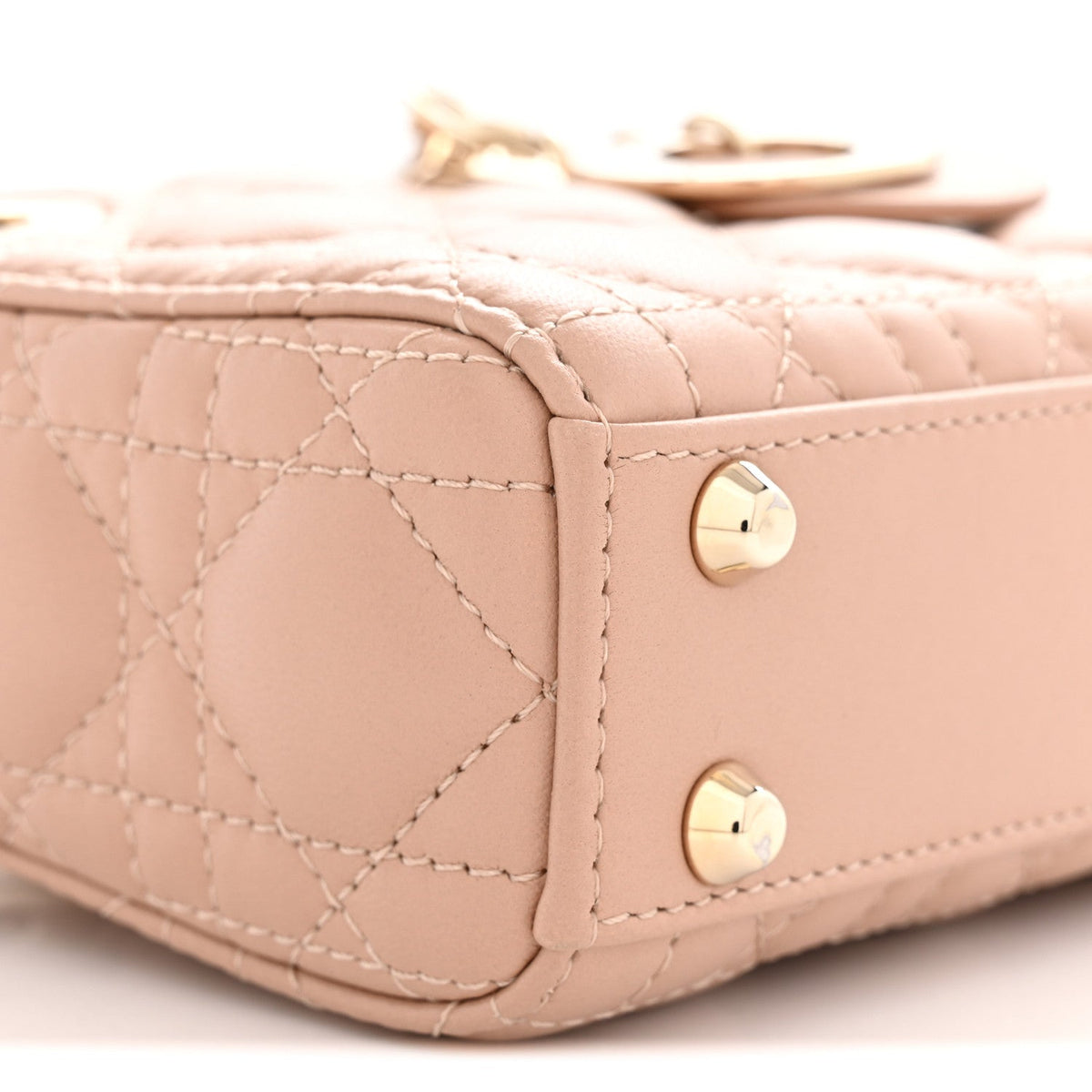 Lambskin Cannage Micro Lady Dior Rose Des Vents wholesalehk.shop