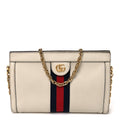 Textured Calfskin Web Small Ophidia Chain Shoulder Bag Mystic White wholesalehk.shop