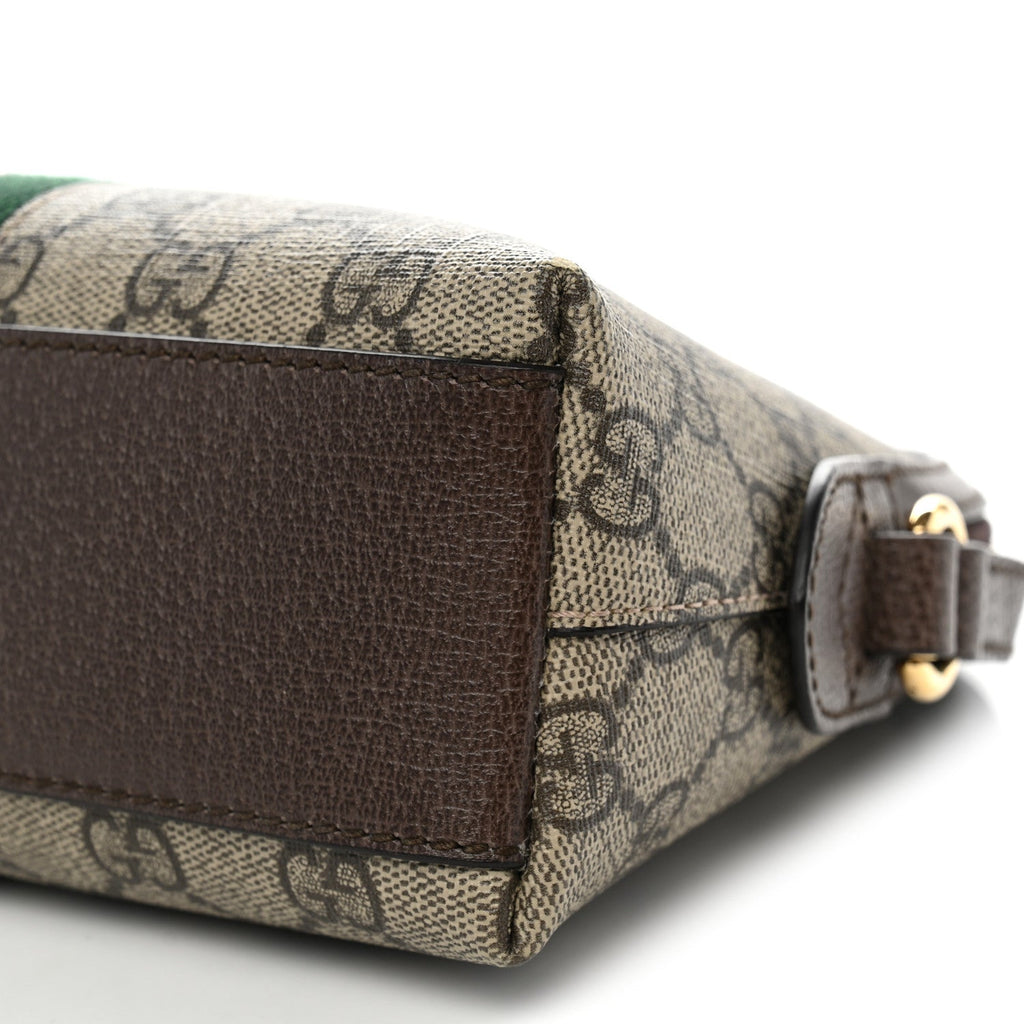 GG Supreme Monogram Textured Dollar Calfskin Web Small Ophidia Dome Shoulder Bag Beige Ebony New Acero wholesalehk.shop