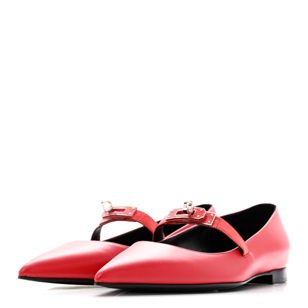 Lizard Calfskin Brillante Kelly Ballet Flat  38 Rouge Vif wholesalehk.shop