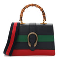 Moon Calfskin Web Medium Dionysus Bamboo Top Handle Bag Black Bright Evergreen Hibiscus Red wholesalehk.shop