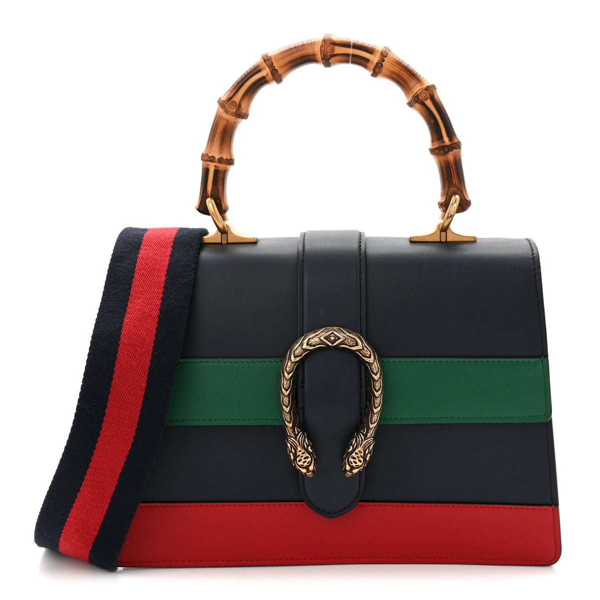 Moon Calfskin Web Medium Dionysus Bamboo Top Handle Bag Black Bright Evergreen Hibiscus Red wholesalehk.shop