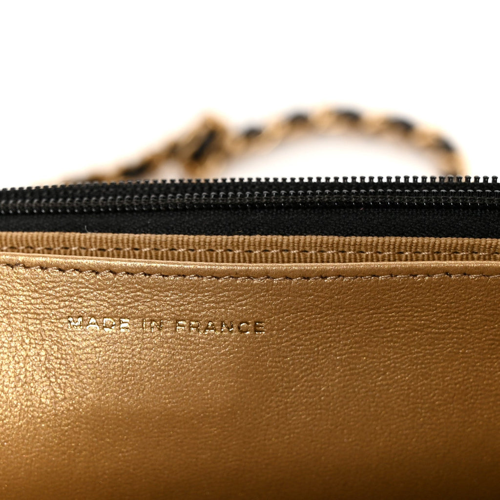 Lambskin Quilted CC Pearl Crush Wallet on Chain WOC Black wholesalehk.shop