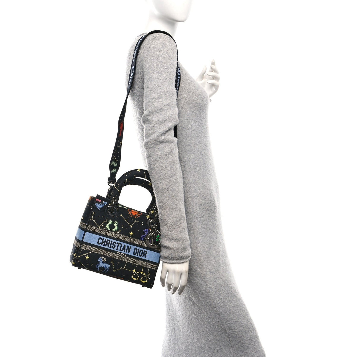 Canvas Pixel Zodiac Embroidered Medium Lady D-Lite Nero Multicolor wholesalehk.shop