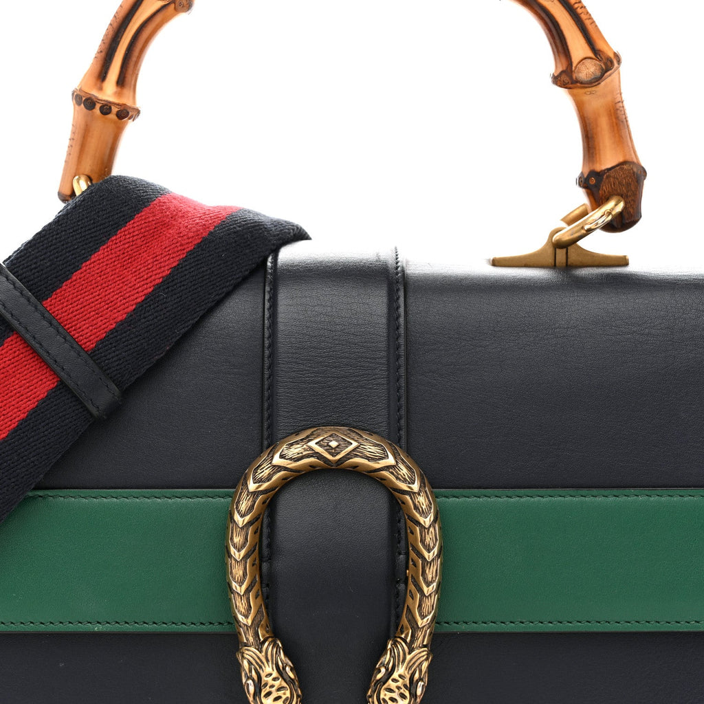 Moon Calfskin Web Medium Dionysus Bamboo Top Handle Bag Blue Emerald Hibiscus Red wholesalehk.shop