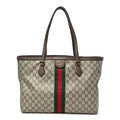 GG Supreme Monogram Textured Calfskin Web Medium Ophidia Shopping Tote Beige Ebony New Acero wholesalehk.shop