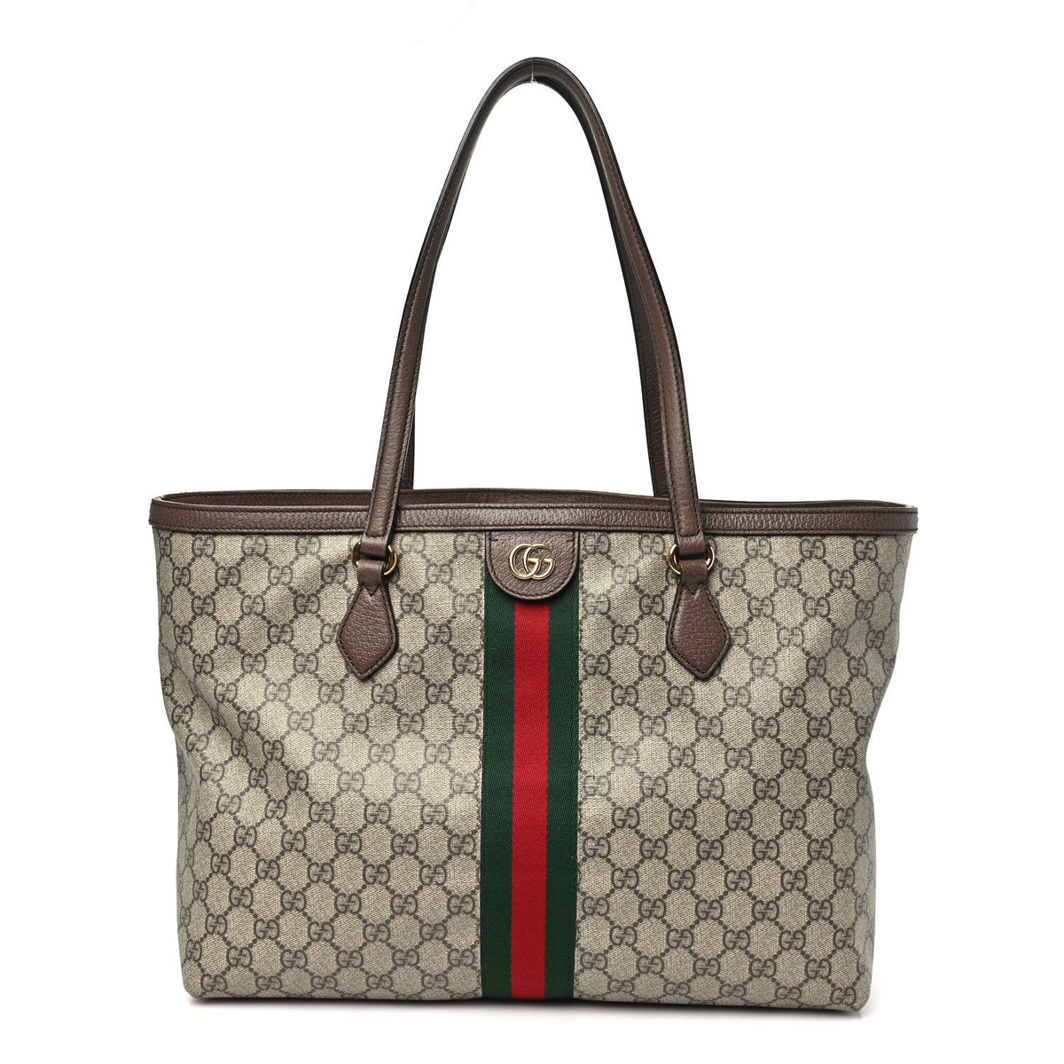 GG Supreme Monogram Textured Calfskin Web Medium Ophidia Shopping Tote Beige Ebony New Acero wholesalehk.shop