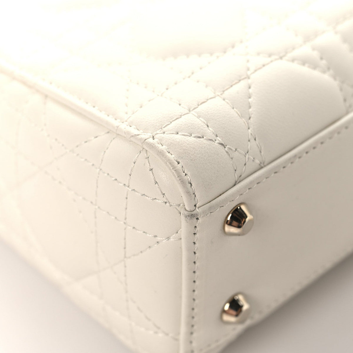 Lambskin Cannage Mini Lady Dior White wholesalehk.shop