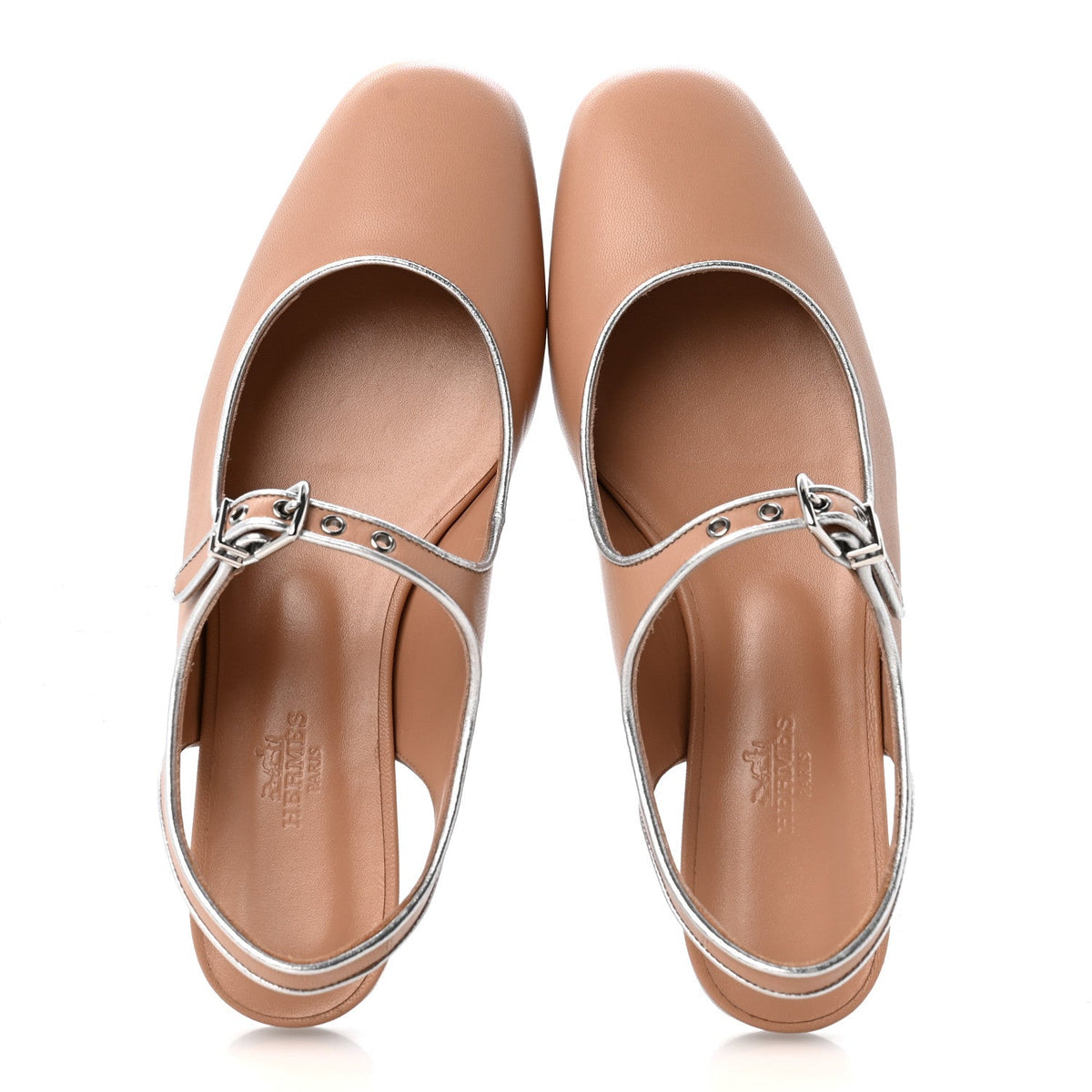 Goatskin Nappa Kleo Slingback Flats 36.5 Beige Perlino Gris Argente wholesalehk.shop