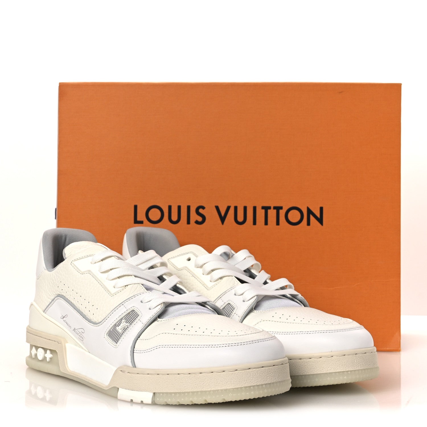Calfskin Mens LV Trainer Sneakers 10 White £¨ Direct shipment via from wholesalehk.shop