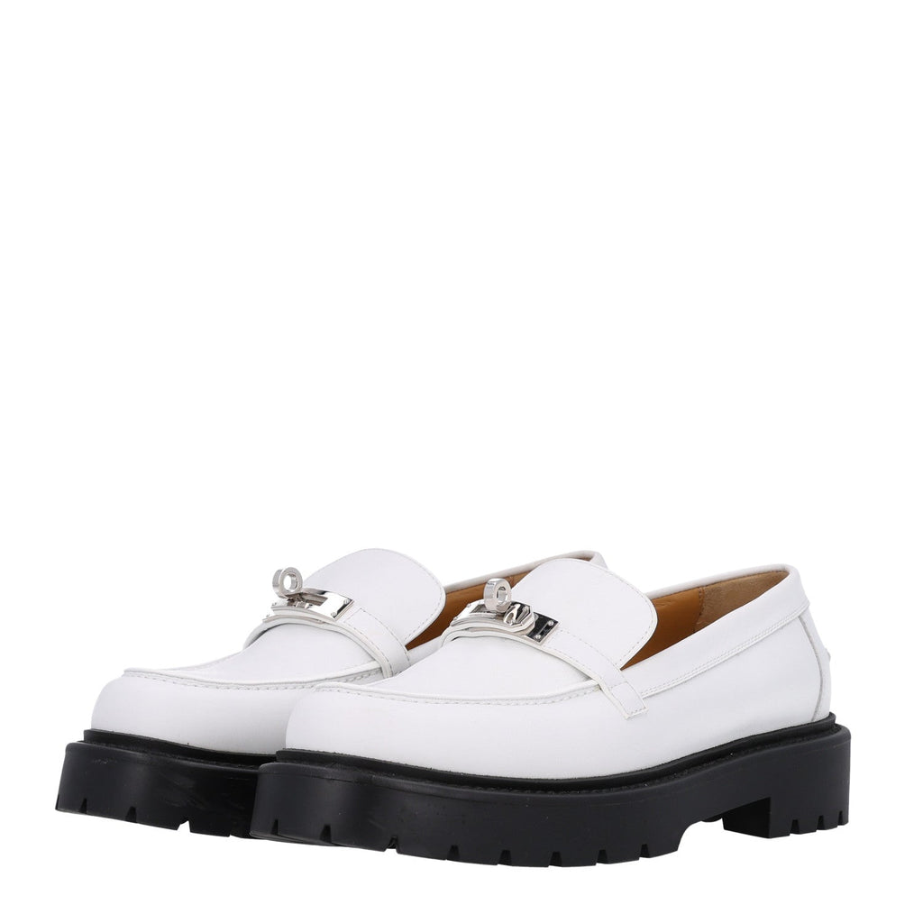 Calfskin Womens Icone Loafers 38.5 White wholesalehk.shop