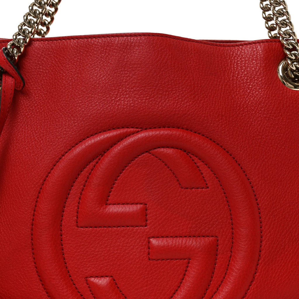 Pebbled Calfskin Medium Soho Chain Shoulder Bag Tabasco Red wholesalehk.shop