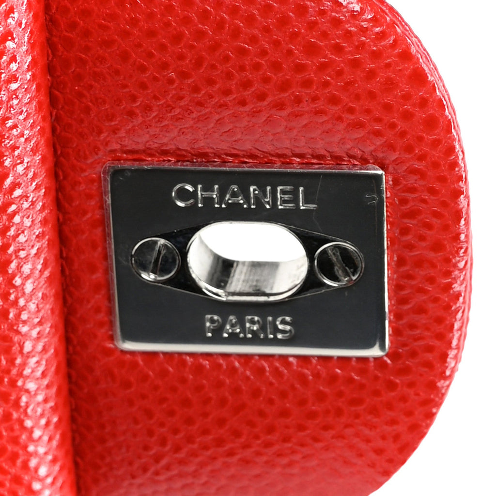 Caviar Quilted Medium Double Flap Red wholesalehk.shop