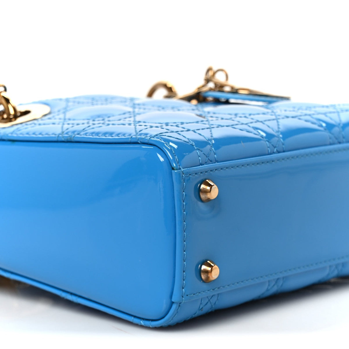 Patent Cannage Mini Lady Dior Blue wholesalehk.shop