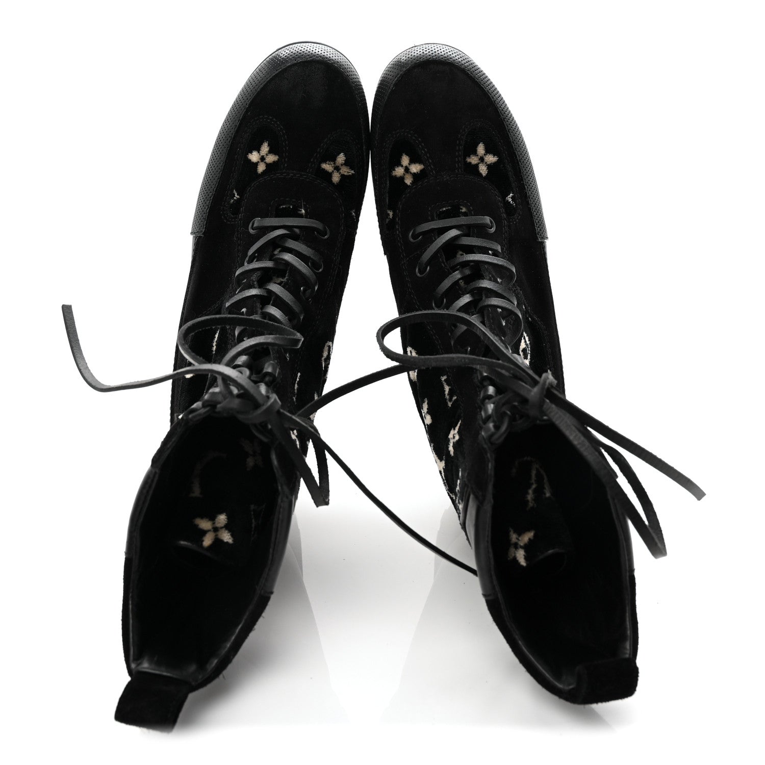 Velvet Calfskin Monogram Laureate Platform Desert Boots 40 Black White £¨ Direct shipment via from wholesalehk.shop