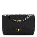 Caviar Quilted Jumbo Double Flap Black wholesalehk.shop