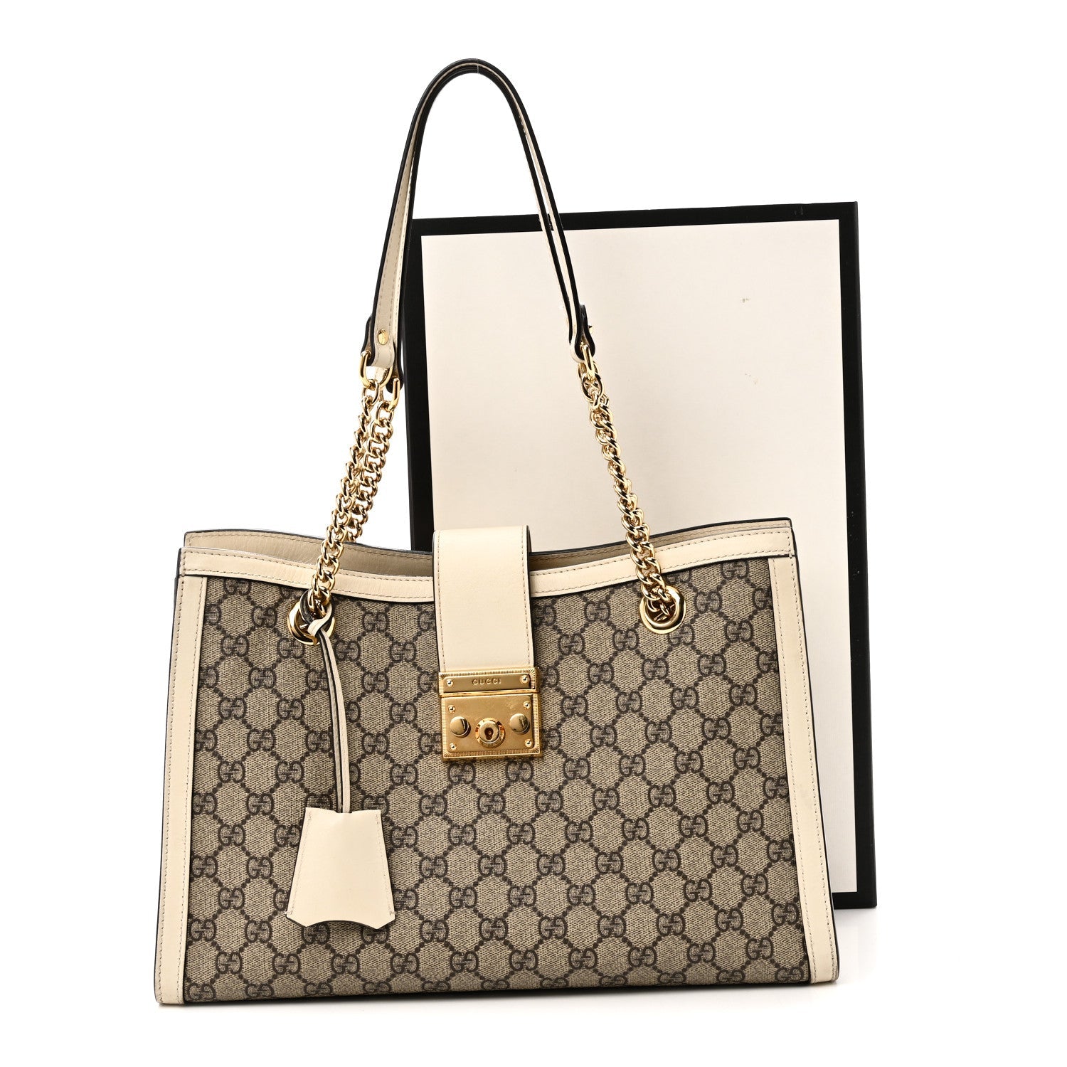 GG Supreme Monogram Medium Padlock Tote White £¨ Direct shipment via from wholesalehk.shop