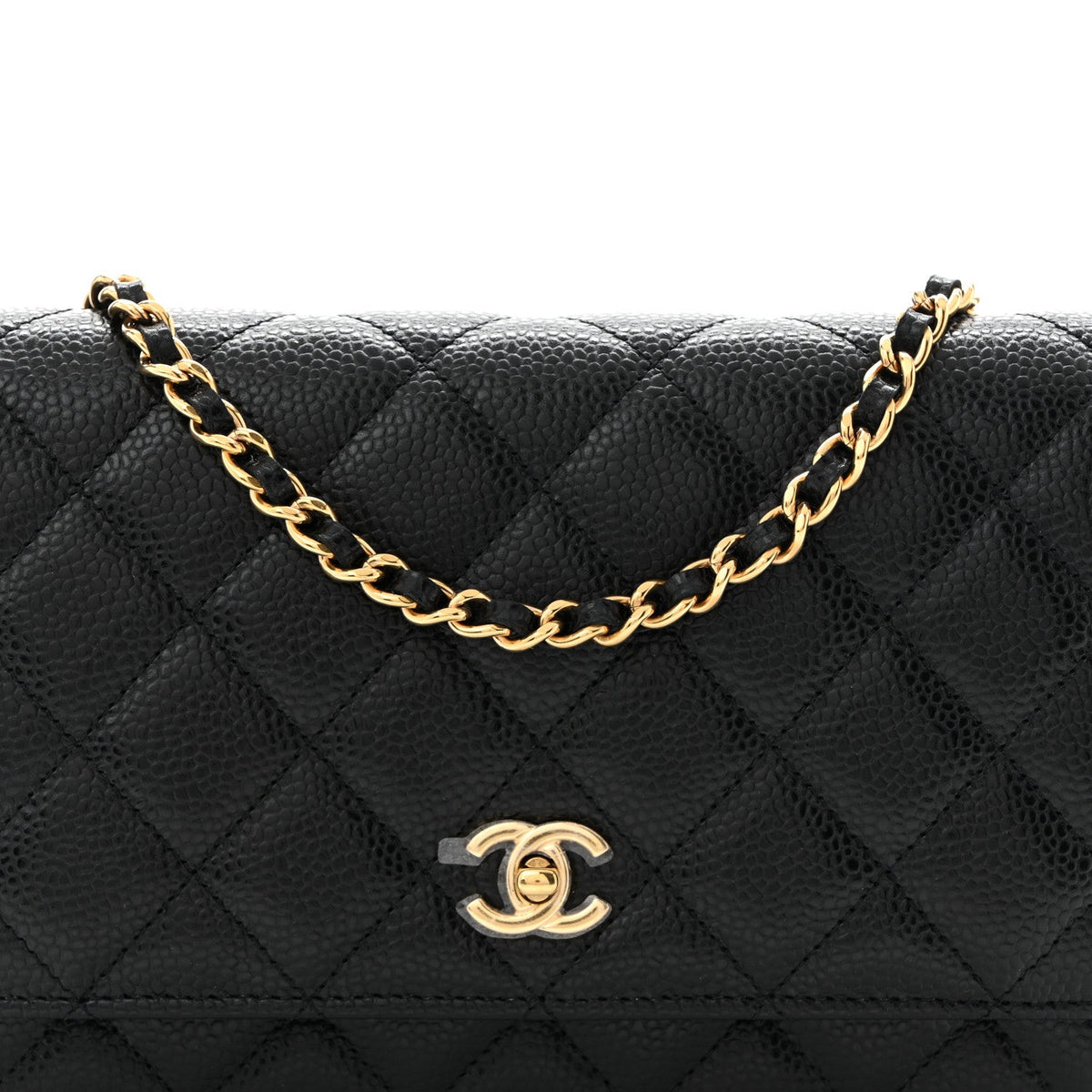 Caviar Quilted CC Turnlock Wallet On Chain WOC Black wholesalehk.shop