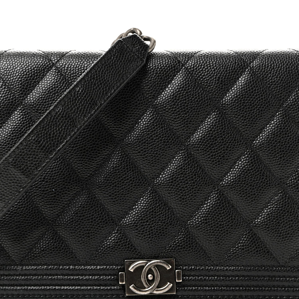 Caviar Quilted Boy Wallet On Chain WOC Black wholesalehk.shop