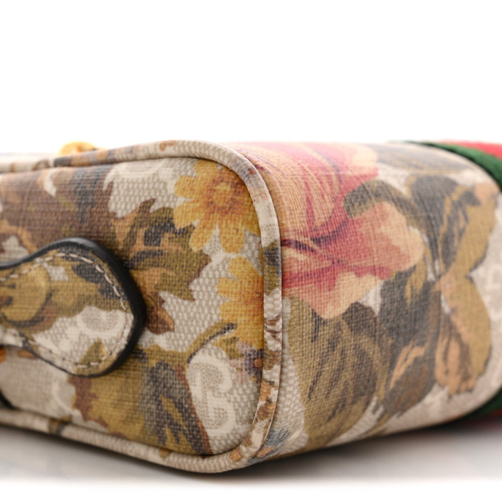 GG Supreme Monogram Water Flora Web Mini Ophidia Shoulder Bag Beige White Multicolor wholesalehk.shop