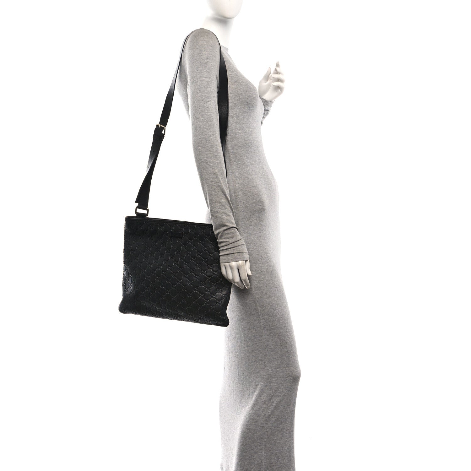 Guccissima Medium Flat Messenger Bag Black £¨ Direct shipment via from wholesalehk.shop