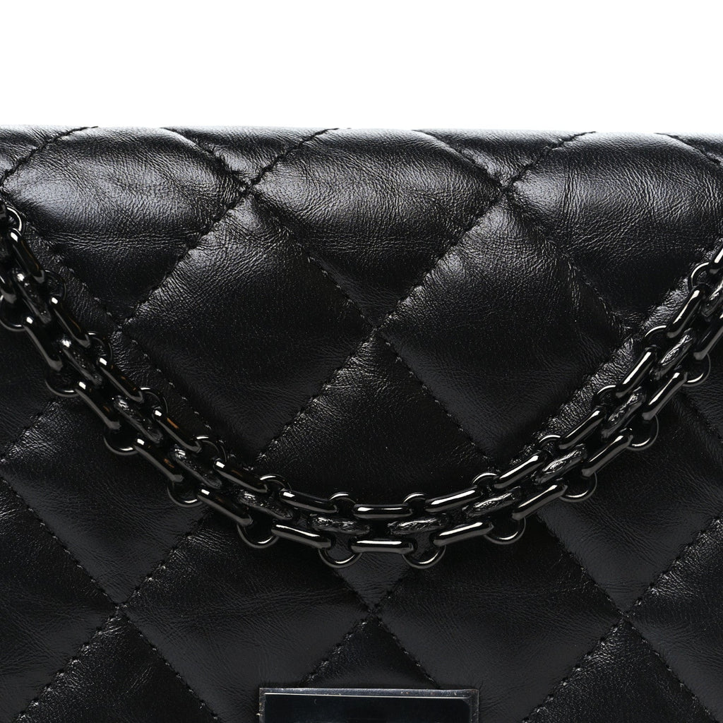 Aged Calfskin Quilted Reissue Wallet On Chain WOC So Black wholesalehk.shop