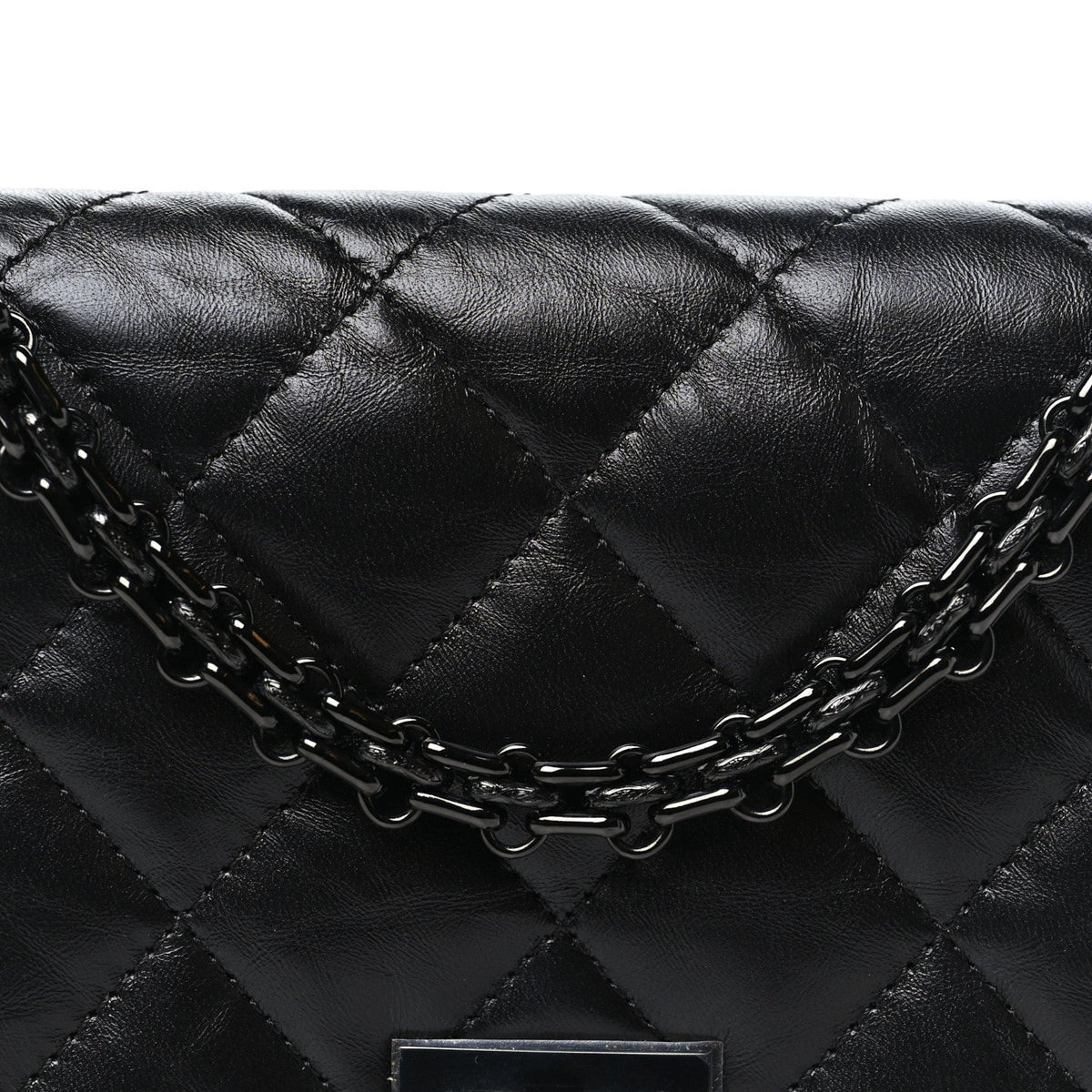 Aged Calfskin Quilted Reissue Wallet On Chain WOC So Black wholesalehk.shop