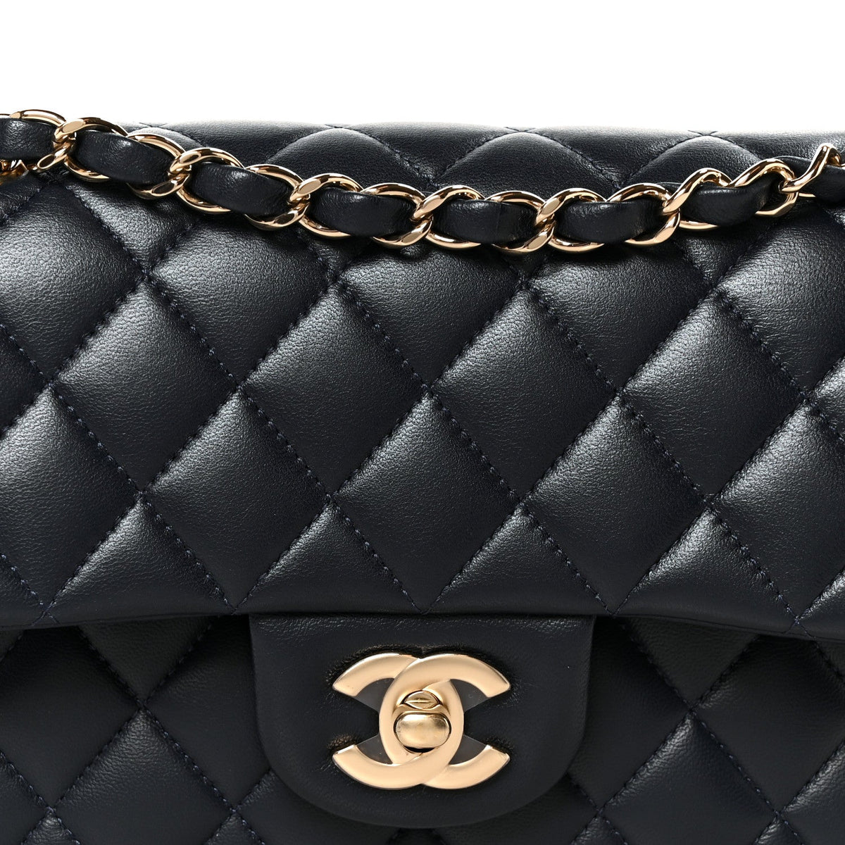 Lambskin Quilted Small Double Flap Navy wholesalehk.shop