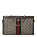 GG Supreme Monogram Web Medium Ophidia Chain Shoulder Bag Brown wholesalehk.shop