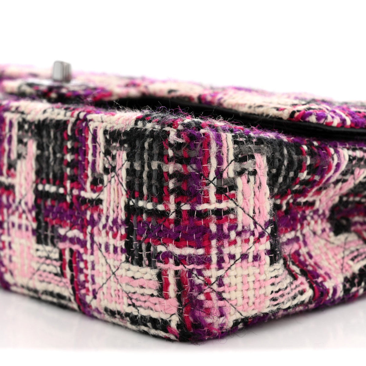 Tweed Quilted Medium Double Flap Pink Black wholesalehk.shop