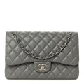 Caviar Quilted Jumbo Double Flap Grey wholesalehk.shop
