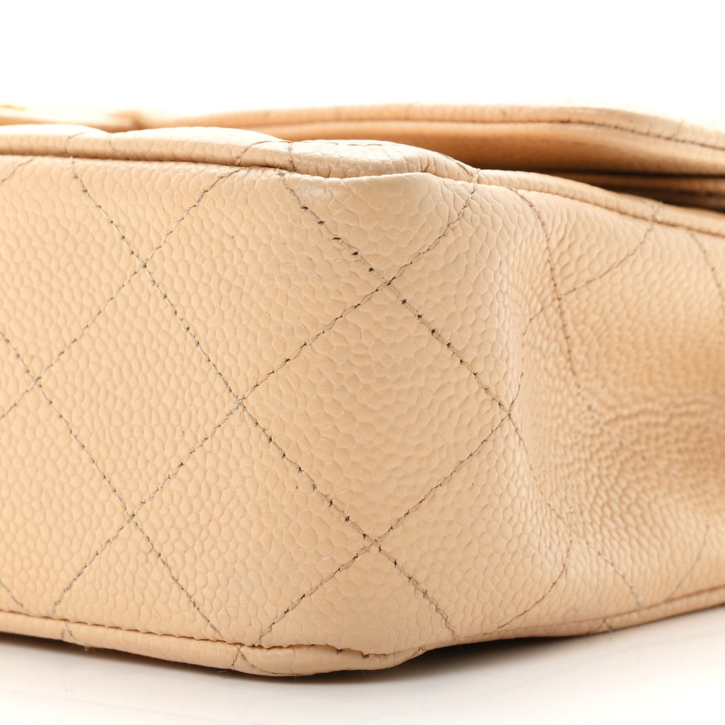 Caviar Quilted Medium Double Flap Beige wholesalehk.shop
