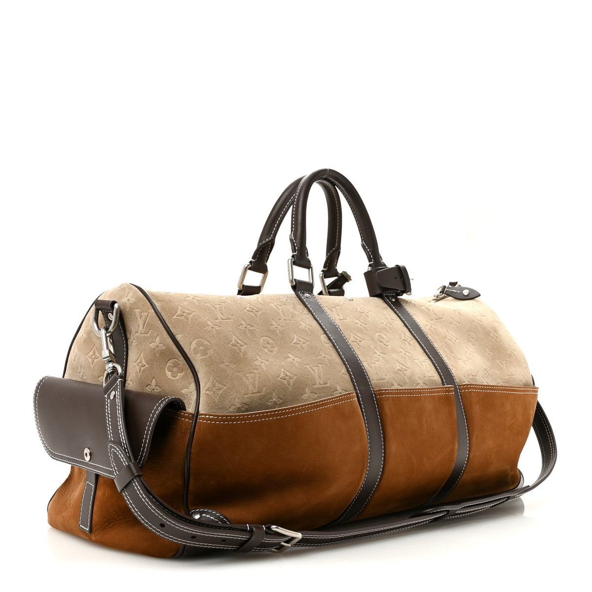X NIGO Suede Monogram Keepall Bandouliere 50 Tan wholesalehk.shop