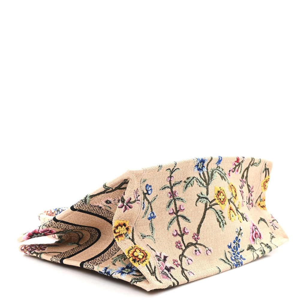 Raffia Embroidered Petites Fleurs Medium Book Tote Natural £¨ Direct shipment via from wholesalehk.shop