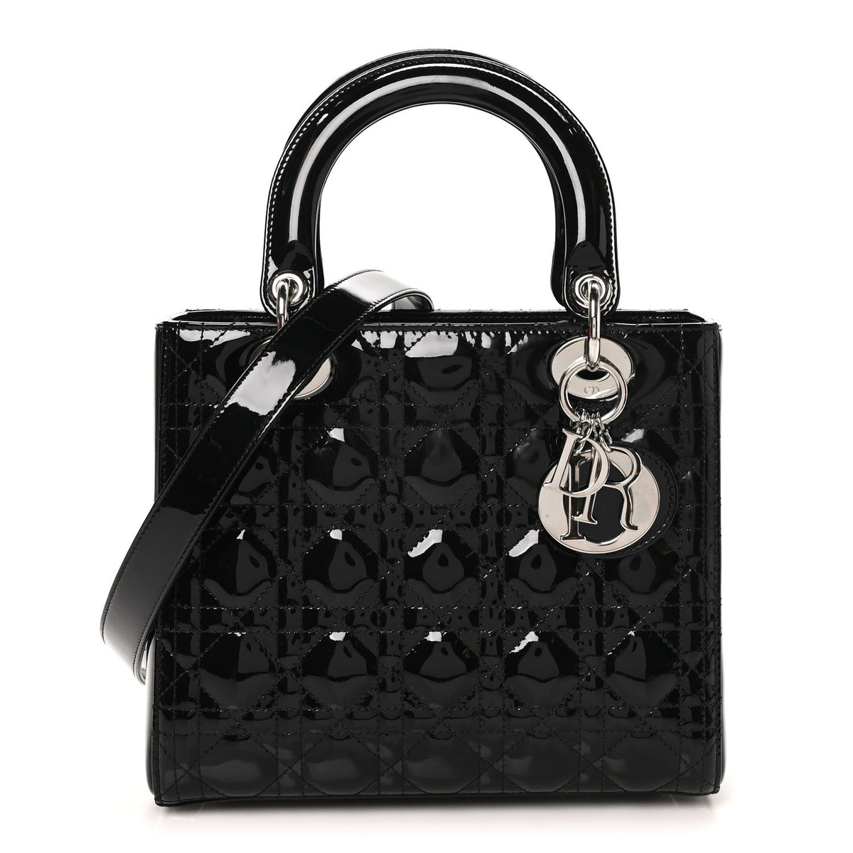 Patent Cannage Medium Lady Dior Black wholesalehk.shop