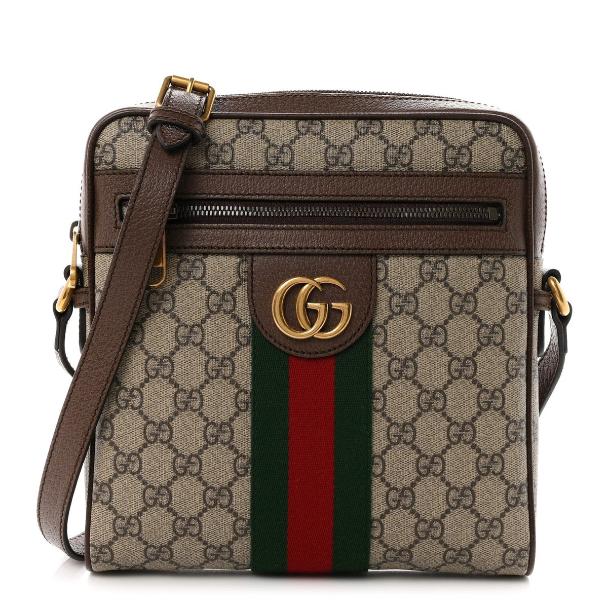 GG Supreme Monogram Web Small Ophidia Messenger Bag Brown wholesalehk.shop