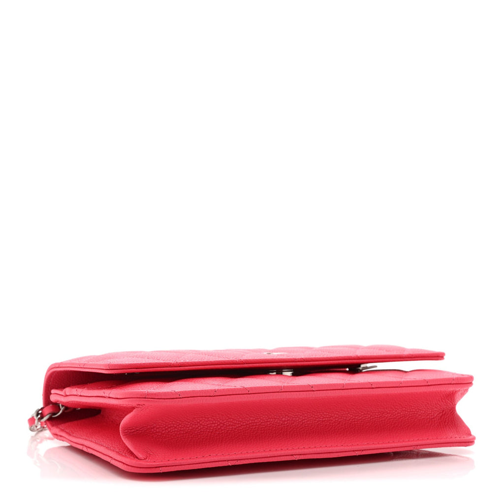 Caviar Quilted Wallet On Chain WOC Dark Pink wholesalehk.shop