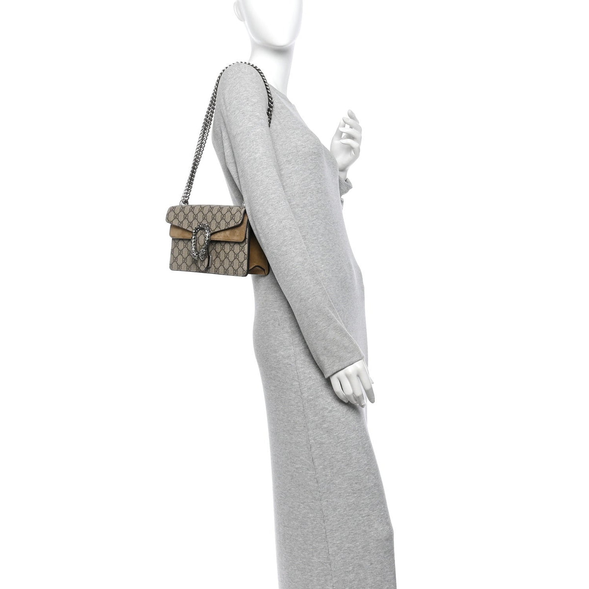 GG Supreme Monogram Suede Crystal Small Dionysus Shoulder Bag Beige Ebony Taupe wholesalehk.shop