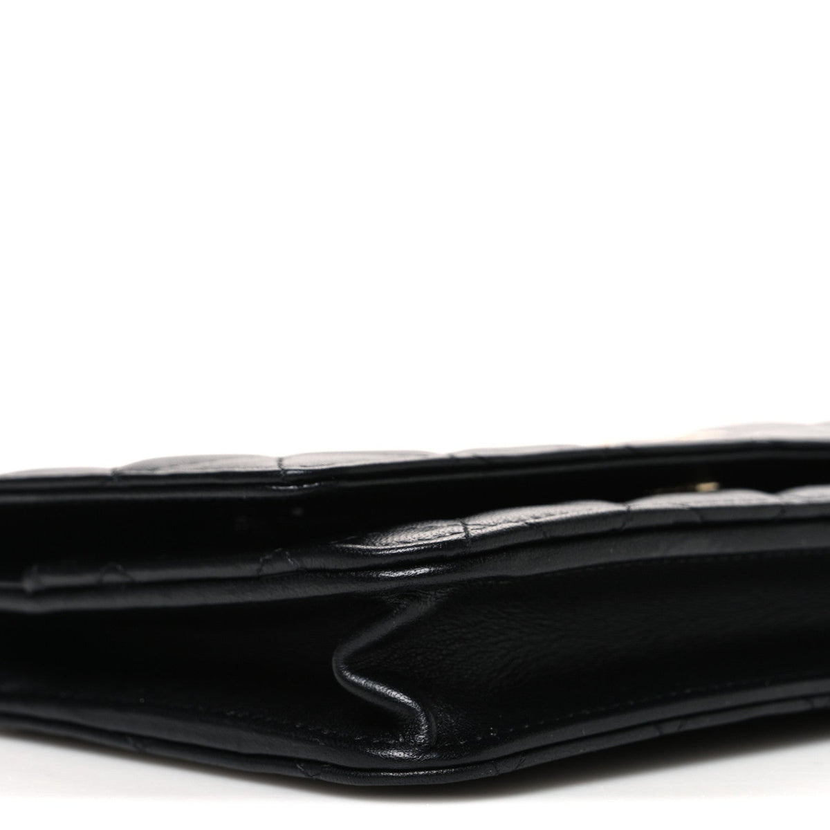 Lambskin Quilted Pearl Wallet On Chain WOC Black wholesalehk.shop