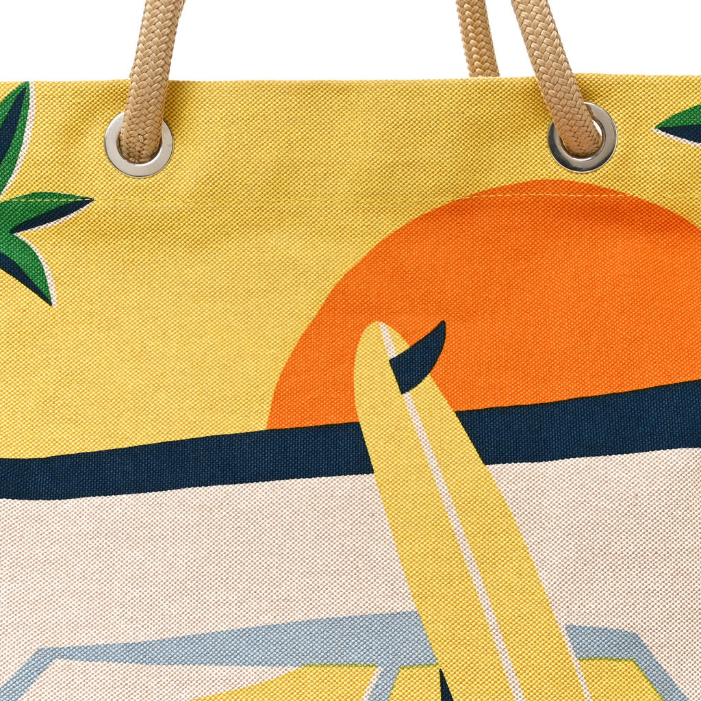 Cotton Canvas Apres la Vague Beach Bag Jaune Bleu £¨ Direct shipment via from wholesalehk.shop