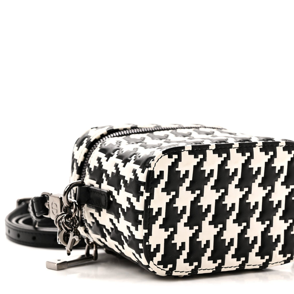 Calfskin Macro Houndstooth Embossed Micro Lady Dior Vanity Case Black White wholesalehk.shop