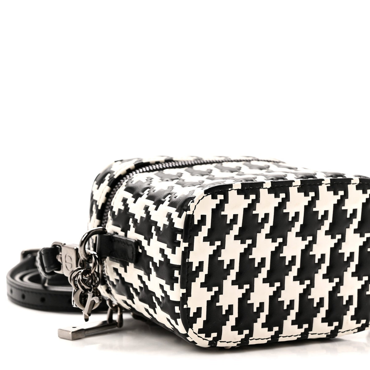 Calfskin Macro Houndstooth Embossed Micro Lady Dior Vanity Case Black White wholesalehk.shop