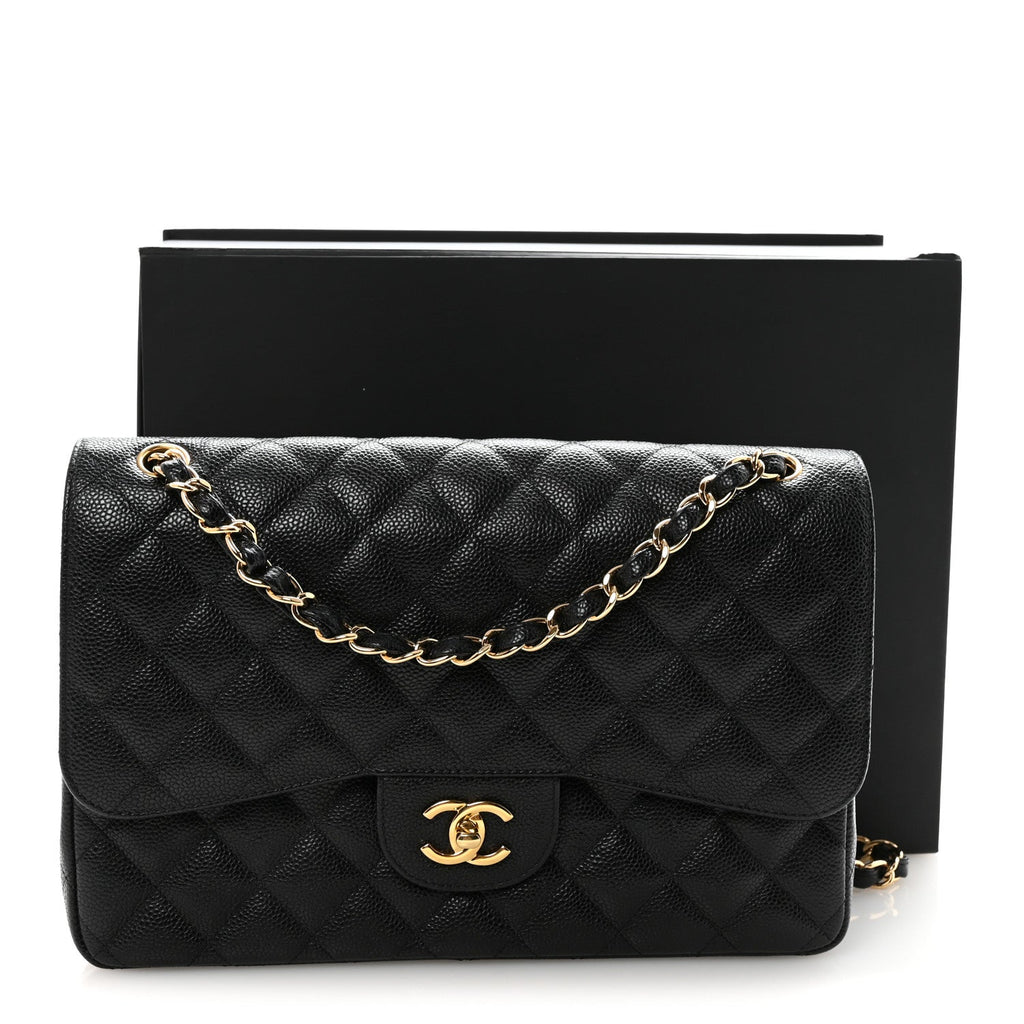 Caviar Quilted Jumbo Double Flap Black wholesalehk.shop