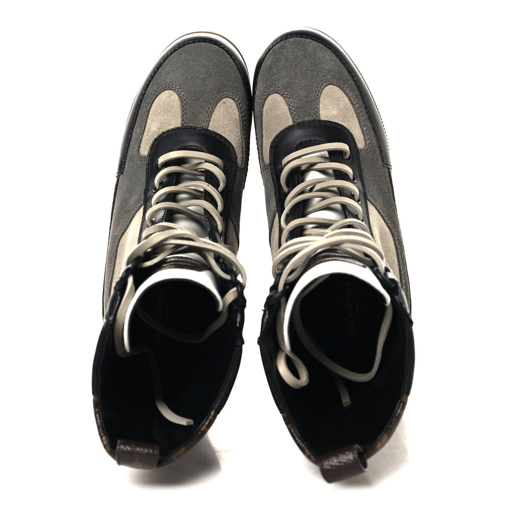 Suede Calfskin Monogram Laureate Platform Desert Boots 37 Grey £¨ Direct shipment via from wholesalehk.shop