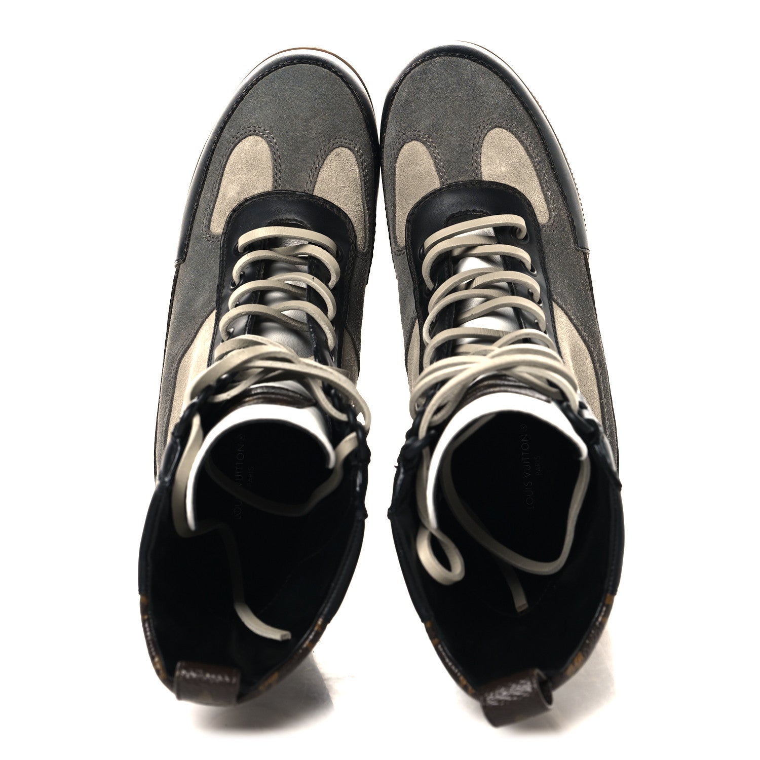 Suede Calfskin Monogram Laureate Platform Desert Boots 37 Grey £¨ Direct shipment via from wholesalehk.shop