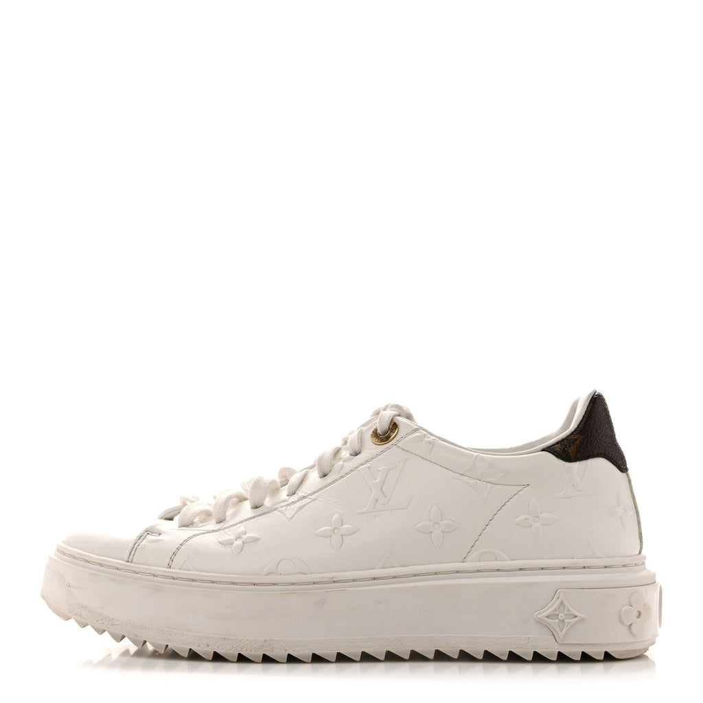 Lambskin Embossed Monogram Time Out Sneakers 35  White £¨ Direct shipment via from wholesalehk.shop