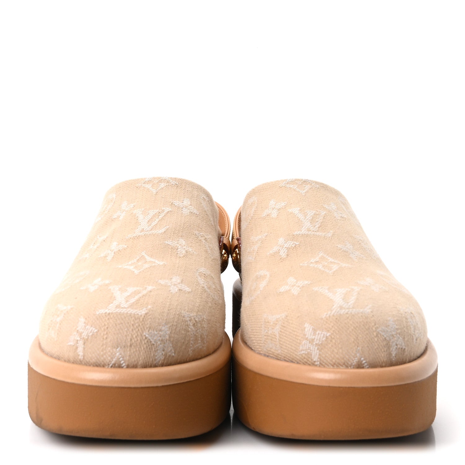 Monogram Denim Aspen Platform Clog Mules 41 Beige £¨ Direct shipment via from wholesalehk.shop