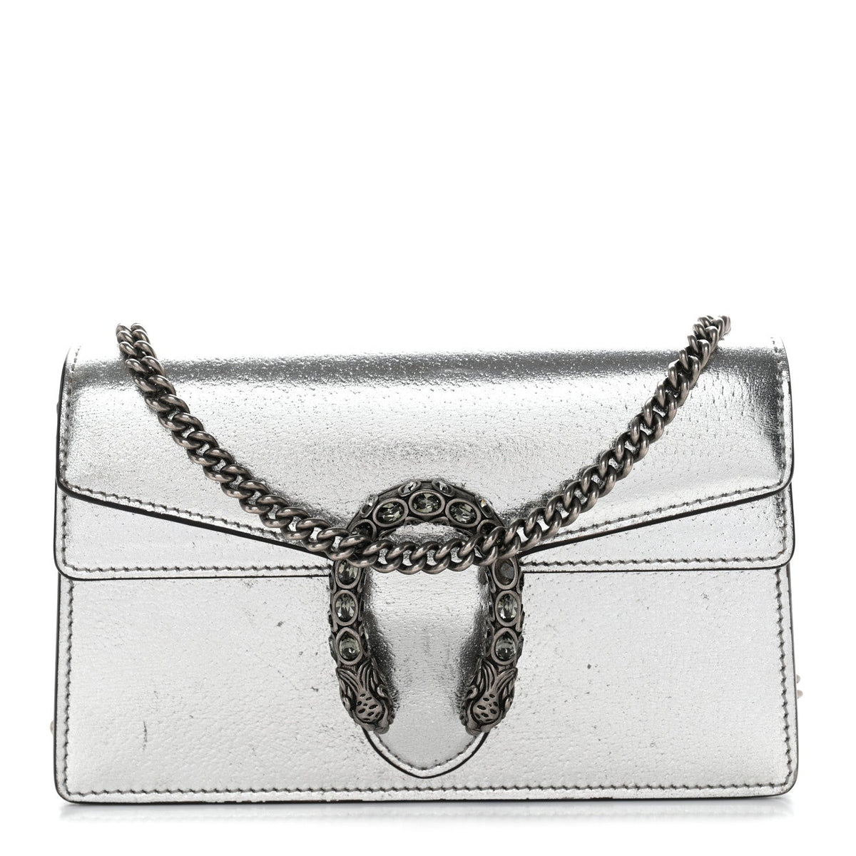 Metallic Calfskin Super Mini Dionysus Shoulder Bag Silver wholesalehk.shop